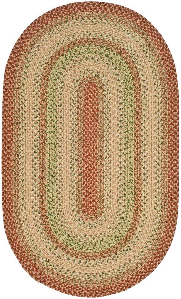 SAFAVIEH Washable Rug Outdoor Braided Collection - 9' Square, Rust & Multi, Handmade & Reversible, Non-Shedding & Easy to Clean, Ideal for Patio, Backyard, Mudroom (BRD303A)