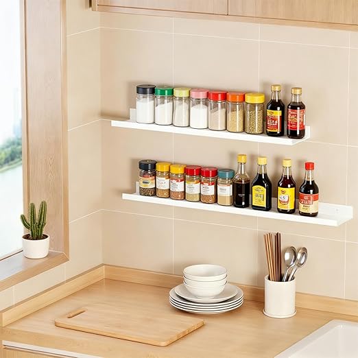 BYCY Metal Floating Shelves Set of 4,23.6 inch Floating Bookshelves for Wall Mounted,Wide Magnetic Book Display Wall Shelves for Classrooms Kitchen Bedroom Room Decor (White)