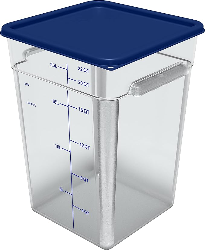 Carlisle FoodService Products Squares Square Food Storage Container with Stackable Design for Catering, Buffets, Restaurants, Polycarbonate (Pc), 22 Quarts, Clear