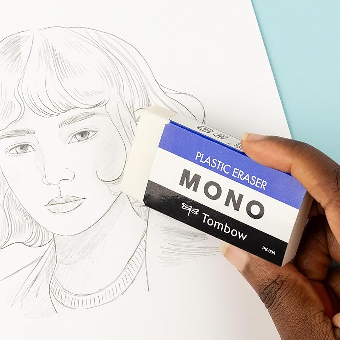 TOMBOW 57332 Mono Eraser, White, Jumbo, 1 Pack. Cleanly Removes Marks Without Damaging Paper