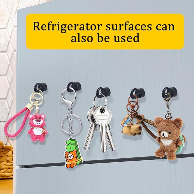 Small Magnetic Hooks for Refrigerator, Mini Magnetic Hooks for Cruise Cabins, Magnet Hook for Kitchen, Classroom, and Office - Pack of 10 (Black)