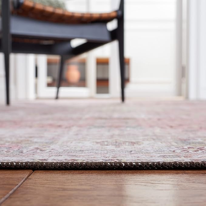 SAFAVIEH Washable Rug Tucson Collection - 3' x 5', Pink & Beige, Slip Resistant & Easy to Clean, Ideal for Foyer, Entryway, Kitchen, Bedroom (TSN144U)