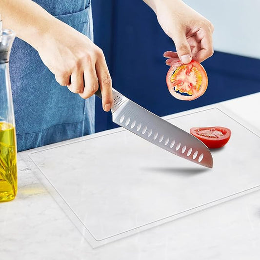 Acrylic Cutting Board with Juice Groove, Clear Cutting Board with Counter Lip, Cutting Boards for Countertop Protector, Non-Slip Dough Mat, Kitchen Decor Gadgets House Warming Gifts(16"x12.5")