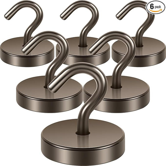 Neosmuk Magnetic Hooks, Cruise Ship Essentials, 120lb+ Heavy Duty Magnetic Hooks for Cruise Cabins, Refrigerator, Grill, Hanging, and Travel | Extra Strong Must-Haves Magnet Hook,Brown