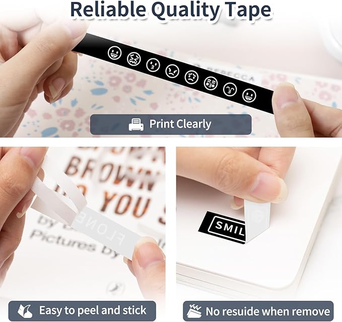 Oozmas 9mm Label Maker Tape White on Black Replacement for TZe-325 9mm 3/8 (0.35) Inch Laminated TZE TZ Tape Compatible with Brother P-Touch PTH100 PTD200 PTD210 PTD400, 4-Pack