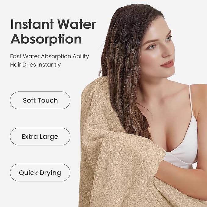 Bath Towels, Pack of 4, 30"x60", Large Microfiber Towel Set, Ultra Soft, Super Absorbent, Fast Drying, Perfect for Sauna, Shower, Pool, Sport, Travel, Fitness, SPA,Yoga, Coral Fleece - Camel