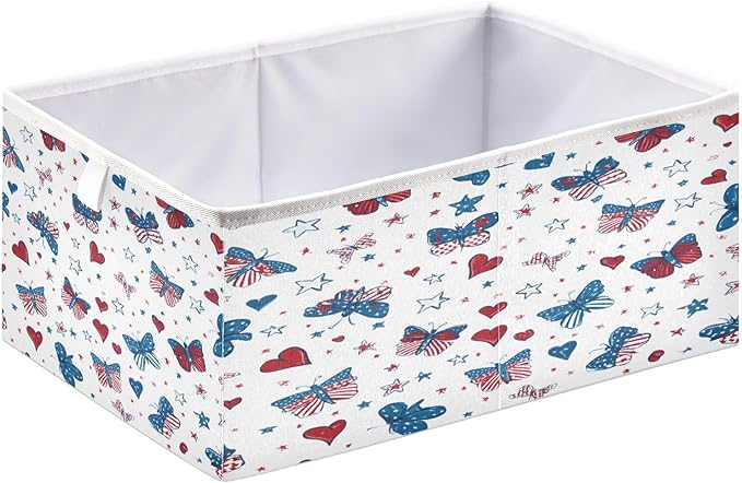 Bolaz Butterfly Hearts Stars Pattern Closet Organizers Storage Cubes Storage Bins Shelf Baskets Containers for Home Room Office,Square