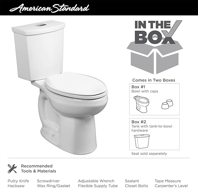 American Standard 2886218.020 H2Option Two-Piece Toilet, Elongated Front, Chair Height, Dual Flush, White, 0.92 - 1.28 gpf