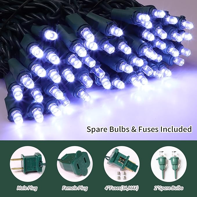 LAMPHOME White Christmas Lights Outdoor, 300 LED 64.8ft Mini String Lights for Indoor Holiday Decor, Waterproof Christmas Tree String Lights for Garland Wedding Party Multi-Use Decoration, Green Wire
