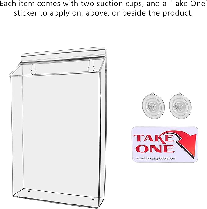 Marketing Holders Suction Cup Outdoor Literature Holder 8.5" W x 11" H Window Mount Real Estate Inspector Real Estate Agent Builders Restaurants Store Menu Pamphlets Display Bin for Business