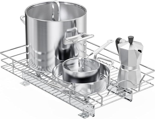 LOVMOR Pull Out Cabinet Organizer and Storage 14" W x 21" D, Slide Out Shelves for Kitchen Cabinets