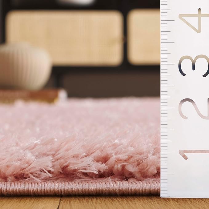 SAFAVIEH Area Rug 8x10 - Lindsay Shag Collection - Large - Pink, Non-Shedding & Easy Cleaning, Ultra Plush Thick Pile, Ideal for Living Room, Bedroom, Dining Space (LNS560U)