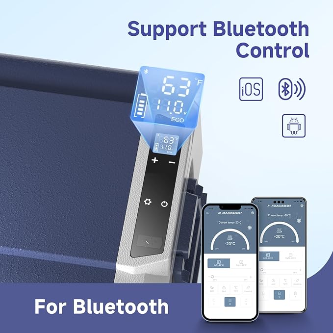 BODEGACOOLER 12 Volt Car Refrigerator,64 Quart Portable Car Freezer Fridge Bluetooth Control,(60L) -4℉-68℉ Electric Cooler 12/24V DC and 100-240V AC for Travel,Camping,RV,Boat Road Trip Tailgating