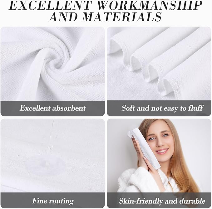 40 Pack Bleach Proof Towels Microfiber Absorbent Resistant Hair Hand Towels Bulk Quick Dry for Barber Gym Bath Spa Shaving (White,Cute)