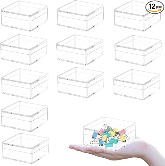 KissYou Acrylic Box Clear Display Boxes with Lids Small Plastic Square Cube Birthday Wedding Party Decoration Easter Candy Contanier