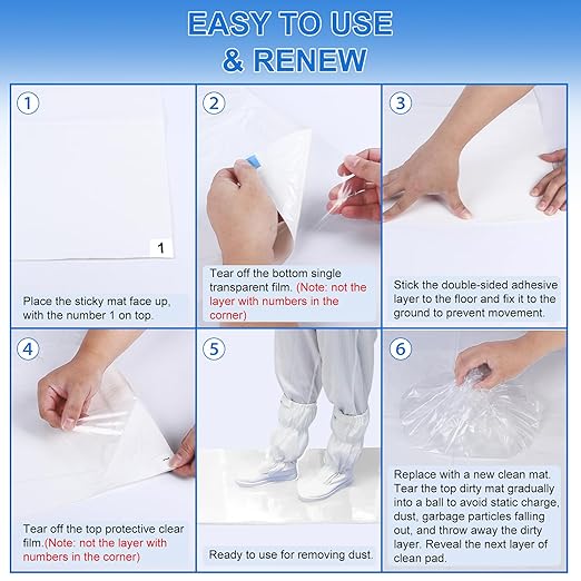 Sticky Mat Tacky Adhesive Pads 300 Sheets, 30 Sheets/Pack, 18'' x 24''/ 45 x 60 cm, Thickened Cleaning Mats for Shoes, Construction, Cleanroom, Laboratories, Hospitals, Dogs, Pets, Home- White
