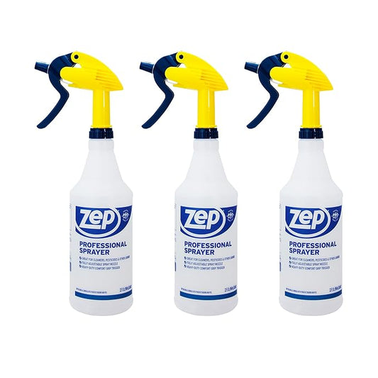 Zep Professional Sprayer Bottle - 32 oz (Pack of 3) - HDPRO1 - Versatile Adjustable Nozzle Spray Bottles with a Fine Mist or Powerful Spray, Refillable for Diluted Concentrate