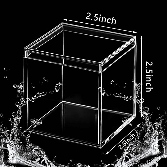 Blulu 8 Pcs Clear Acrylic Box with Lid Plastic Jewelry Mini Storage Box Mini Cube Containers for Candy and Tiny Jewelry Easter Party Favor(2.6 x 2.6 x 2.6 Inch,Classic Style)
