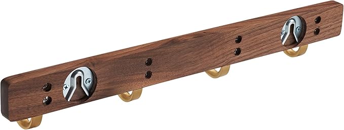SARIHOSY] Wall Mounted Coat Rack,Multi Hook Hangers,Entryway Hanging Coat Rack,Metal Wood Coat Rail with 4 Hooks，Walnut Wood,zinc Alloy,Bedroom,Bathroom,Foyer,Living Room,Metal Household Items