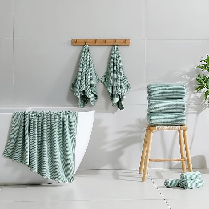 4 Piece Bath Towel Set 35"x70"Oversized Bath Towel for Bathroom Ultra Soft Fluffy Extra Large Bath Sheet Luxury Premium Bathroom Towel Highly Absorbent Quick Dry Shower Towel for Hotel Spa,Green
