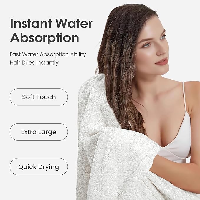 Microfiber Bath Towels Set of 2, 30 in x 60 in, Oversized, Ultra Soft, Super Absorbent, Fast Drying, No Fading Large Bathroom Towel Set for Sport, Travel, Fitness, SPA,Yoga (Coral Fleece - White)
