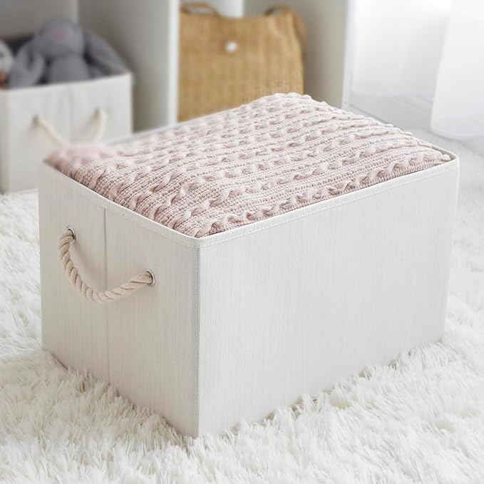 Pack of 2 Large Modern Rectangular Storage Bins, Sturdy Foldable Fabric Closet Organizer System with Flip Top Lids, 16.3" x 12" x 10.24"