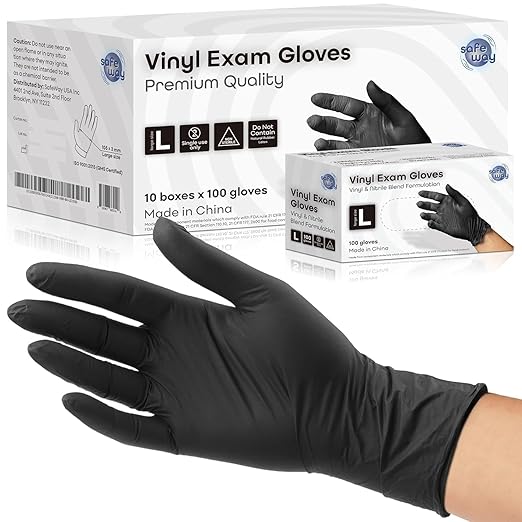 SAFEWAY USA Vinyl Disposable Gloves — Non-Latex and Powder Free, Heavy-Duty Protective and Multi-Purpose Gloves for Cleaning, Food Prep, Tattooing, Lab Works, Mechanics and More — (3000 pcs, Large)