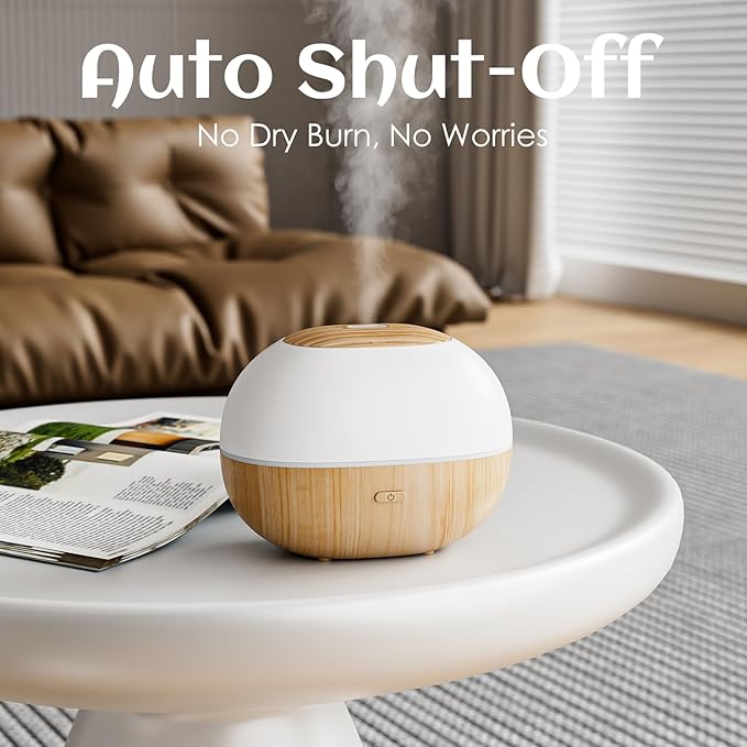 100ml Mini Essential Oil Diffuser, Portable Aromatherapy Diffuser with Warm Light, One-Button Control, Auto Shut-Off, Quiet Ultrasonic Mist for Home, Travel, Yoga, Meditation (Wood Paint)