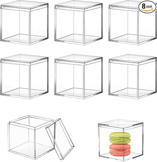 KissYou Acrylic Box Clear Display Boxes with Lids Small Candy Box Transparent Jewelry Storage Contanier Wedding Christmas Gift Boxes
