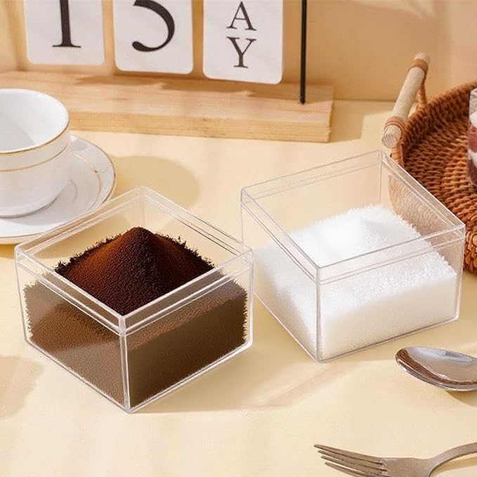 KissYou Small Acrylic Box Clear Boxes with Lid Acrylic Square Cube for Display Jewelry Storage Contanier Easter Party Decorative Box