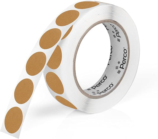 Perco Kraft Brown 1-Inch Round Circle Dot Sticker Labels with Strong and Permanent Adhesive - 1,000 Labels per Roll - Natural, Cardboard-Like Surface - Made in USA