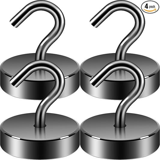 Neosmuk Magnetic Hooks, Cruise Ship Essentials, 8lb+ Heavy Duty Magnetic Hooks for Cruise Cabins, Refrigerator, Grill, Hanging, and Travel | Extra Strong Must-Haves Magnet Hook,Gunmetal, 4 Pack
