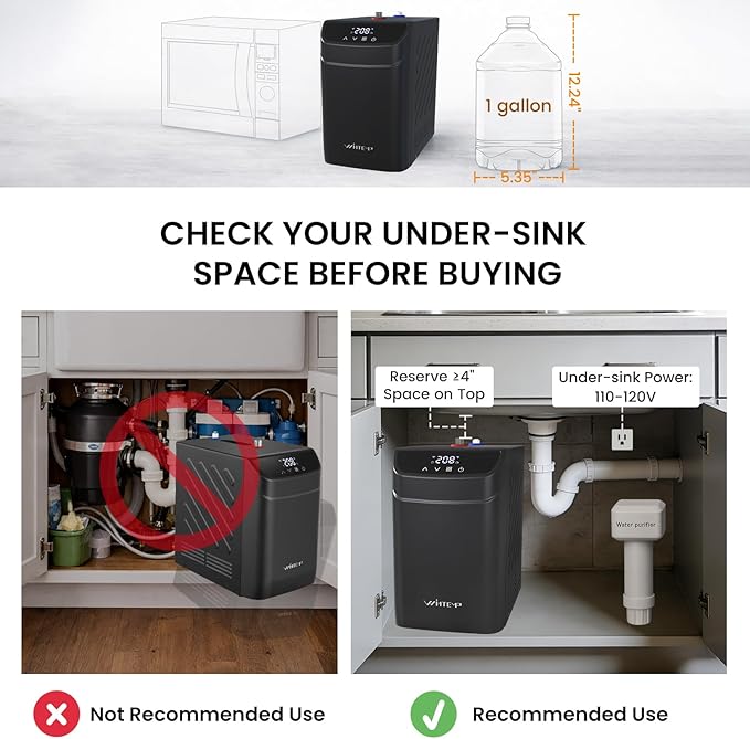 Instant Hot Water Dispenser 110V, Under-Sink Hot Water Boiler with Faucet, 3.4 Qt Stainless Steel Tank, Digital Temperature 113–208°F, Energy-Efficient Design, Quiet Operation & Child Safety Lock