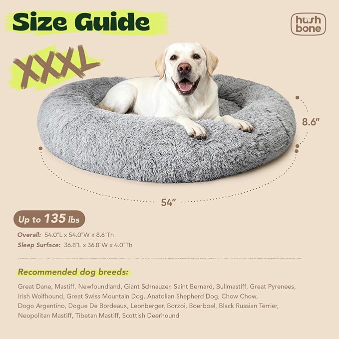 Calming Round Jumbo Pet Bed Removable Washable Cover,XXXL Waterproof Orthopedic Foam Dog Beds for Extra Large Dogs with Cooling Gel Big Cuddle Sofa to Care Old Fluffy Friends Arthritis,Grey