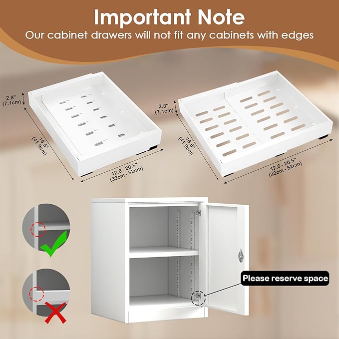 4 Pack Pull Out Cabinet Organizer, 16" Deep Expandable(12.6"-20.5") Heavy Duty Slide Out Drawers, Pull Out Drawers for Cabinets Suitable for Kitchen Storage (White)