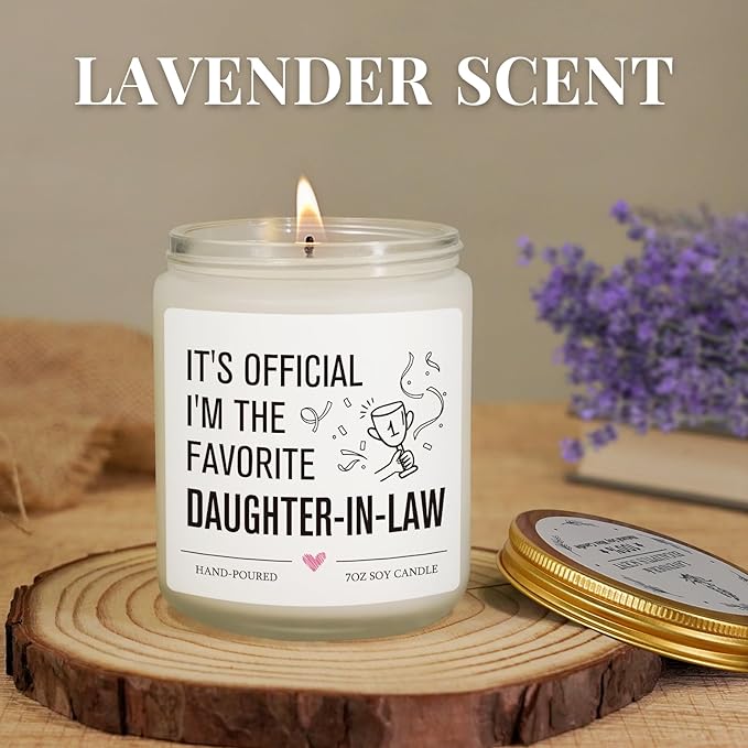 Daughter in Law Gifts, Mothers Day, Birthday, Christmas, Wedding Gifts for Daughter-in-Law, Sons Girlfriend, Future DIL, DIL Gift from Mother in Law, Officially Favorite Child Daughters Candle Gift