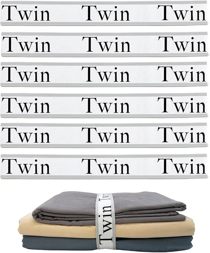 6 Pieces Bed Sheet Organizer Bands, Sheet Organizers and Storage Label Bands, Sheets Organizer for Closet, Sheet Label for Bedding, Sheet Keepers Linen Labels Bedding Bands (Grey, 6Pcs Twin)