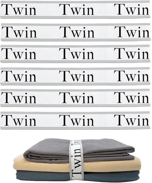 6 Pieces Bed Sheet Organizer Bands, Sheet Organizers and Storage Label Bands, Sheets Organizer for Closet, Sheet Label for Bedding, Sheet Keepers Linen Labels Bedding Bands (Grey, 6Pcs Twin)