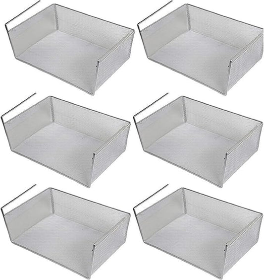 YBM Home Under Shelf Basket (6-Pack) Mesh Stainless Steel Storage Under Cabinet Hanging Basket Rack Maximize Space in Cabinets, Pantry Room, Bathroom, Laundry Room, and More, 1131
