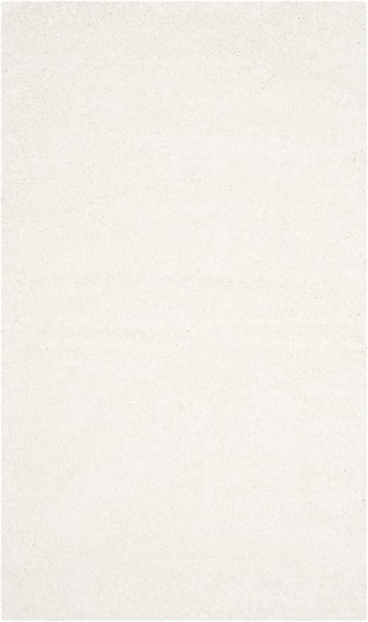 SAFAVIEH Santa Monica Shag Collection 4' x 6' White SGN725 Solid Non-Shedding Living Room Bedroom Dining Room Entryway Plush 2-inch Thick Area Rug