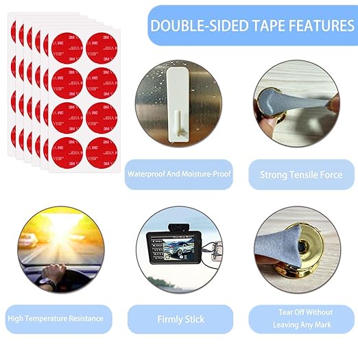 Round Double Sided Tape, Heavy Duty Mounting Tape 2in x 2in 40pcs, Double Sided Adhesive Pads, Removeable Foam Tape Strips for Automotive, Home, Office Decor