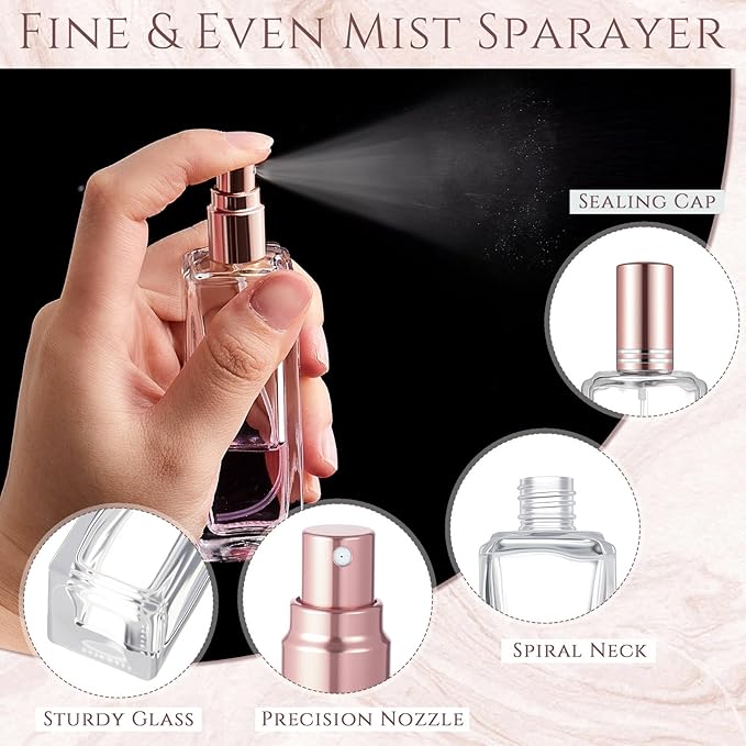 Domensi 30 Pcs 10/20/30 ml Perfume Travel Refillable Bottles Glass Spray Bottle Perfume Atomizer for Cologne Dispenser Leak-proof Fragrance Bottles Atomizer Pump Bottle Kit (Rose Gold)