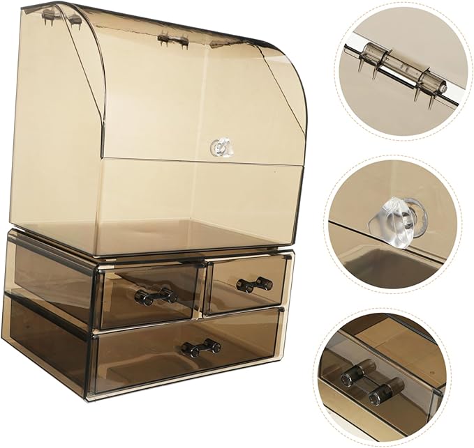 Simple Makeup Storage Box Cover Large Acrylic Cosmetic Organizer for Sundries and Accessories Design for Home Office and Vanity