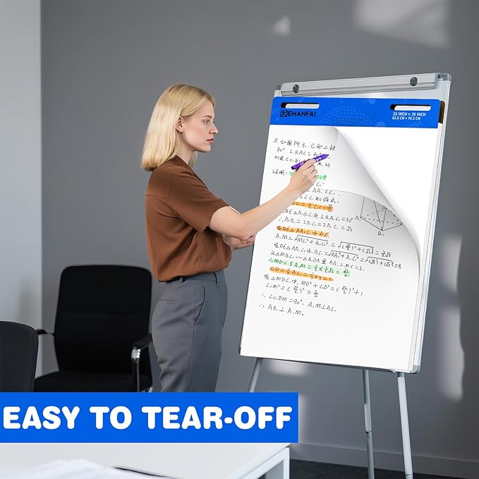 60 Sheets Sticky Easel Pad 25 x 30 Inches, White Self-stick Easel Paper Great for Virtual Teacher and Students, Flip Chart Paper for Office and Classroom, 30 Sheets/Pads, 2 Pads