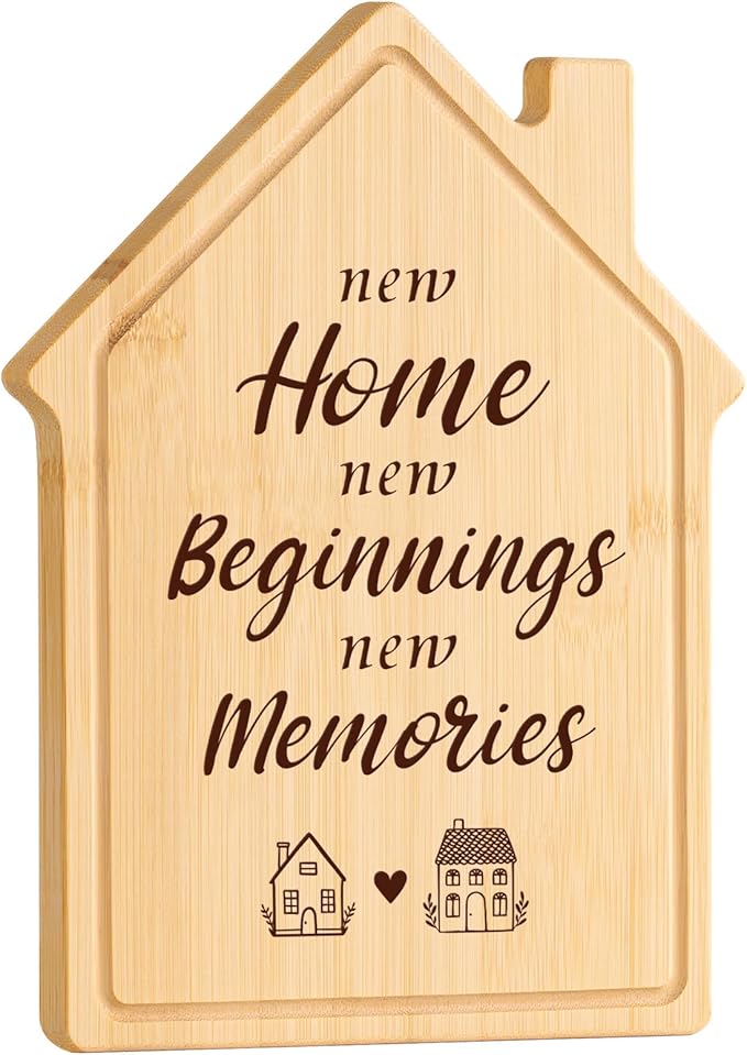 Craftique House Warming Gifts New Home, New Home Cutting Board Essential/Gift Ideas, House-Shape, House/Kitchen/First Apartment Essential, Housewarming Gifts for Women/Men/Couple/New Homeowner