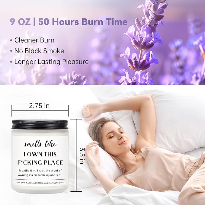 Haukea Funny House Warming Gifts New Home Housewarming Gifts New Home Gift Ideas for Women Men Couple First Apartment Essentials Homeowner Decor Closing Gift - Lavender Scented Candle 9 oz(Homes 1)