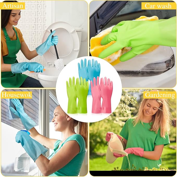 Rubber Reusable Gloves Long Household Dishwashing Gloves Kitchen Cleaning for Dishes Clean Gardening