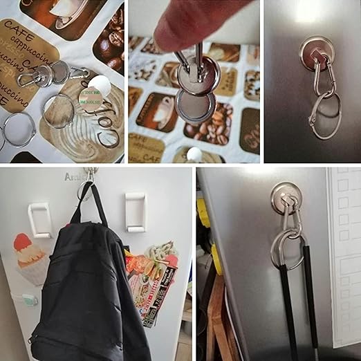 Ant Mag Magnetic Hooks 140LBS Heavy Duty Neodymium Magnet with Swiveling Carabiner Magnet Snap Hook for Indoor/Outdoor Hanging Bag Kitchen Garage Magnet Type Cruise Ship Magnetic Hook (8 Pack)
