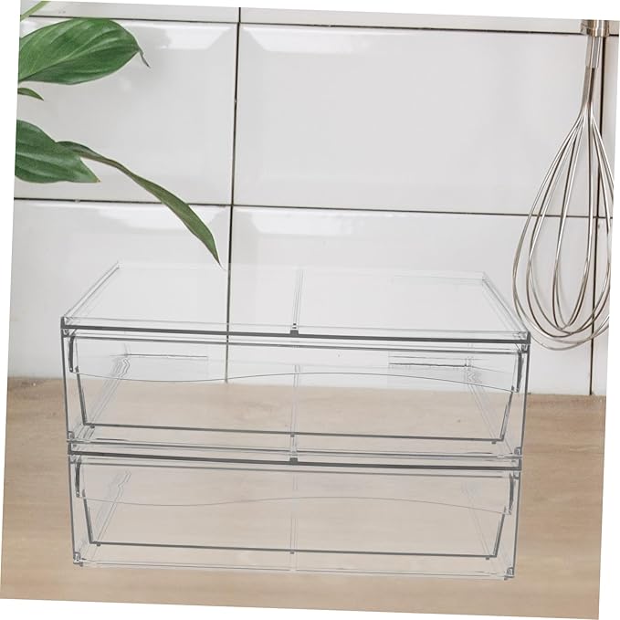OUNONA 2pcs Detachable Acrylic Cosmetic Organizer Box Drawer Stylish Desktop Storage for Makeup and Space-saving Design for Bathroom Vanity