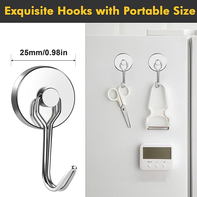 MIKEDE Magnetic Hooks, 80LB+ Swivel Swing Strong Magnetic Hooks Heavy Duty,Neodymium Cruise Hooks Magnets for Hanging, Home, Workplace, Metal Door, Office and Garage - Pack of 4